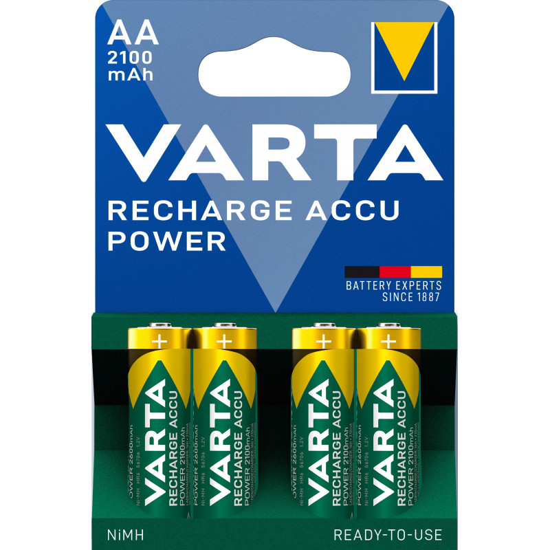 VARTA Piles AA, rechargeables, lot de 8, Power on Demand, 2100 mAh Ni-Mh,  préchargées, prêtes à l'emploi [Exclusif sur ]