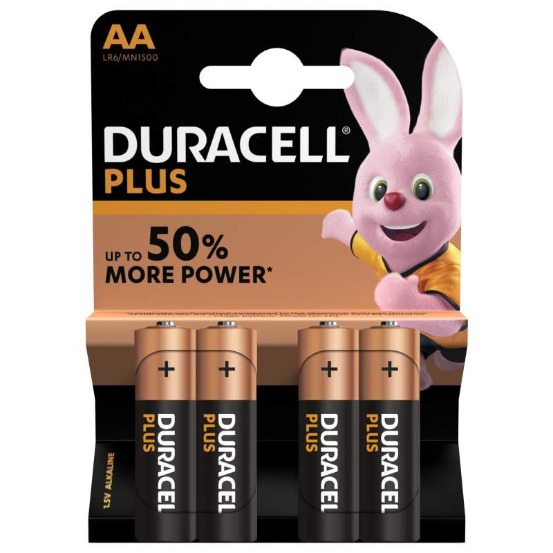 Piles LR6 AA alcaline 1.5V Duracell Plus Power