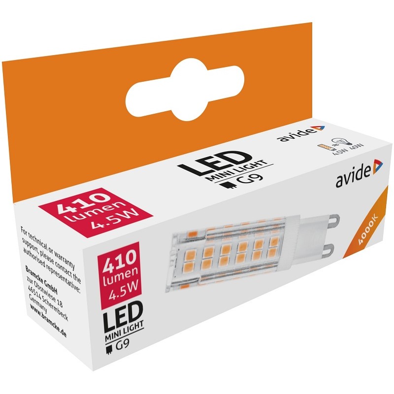 Ampoule LED G9 4.5W 4000K Plat Avide